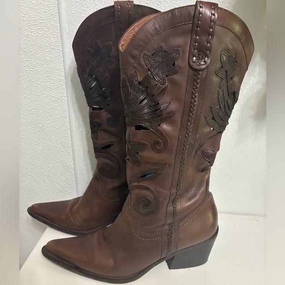 Carlos Santana Slinger Cowboy Boots -Leather 7 1/2 M - Picture 1 of 6